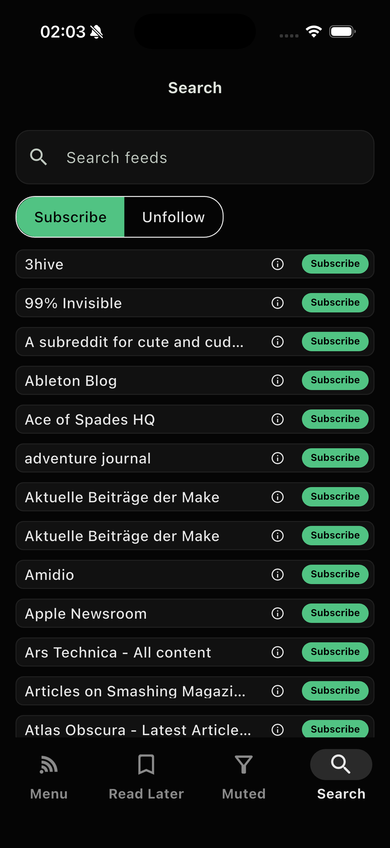 iOS Feed abonnieren