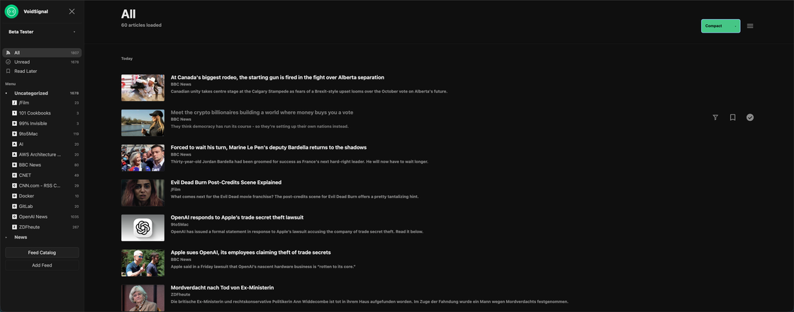 Web Feed Ansicht